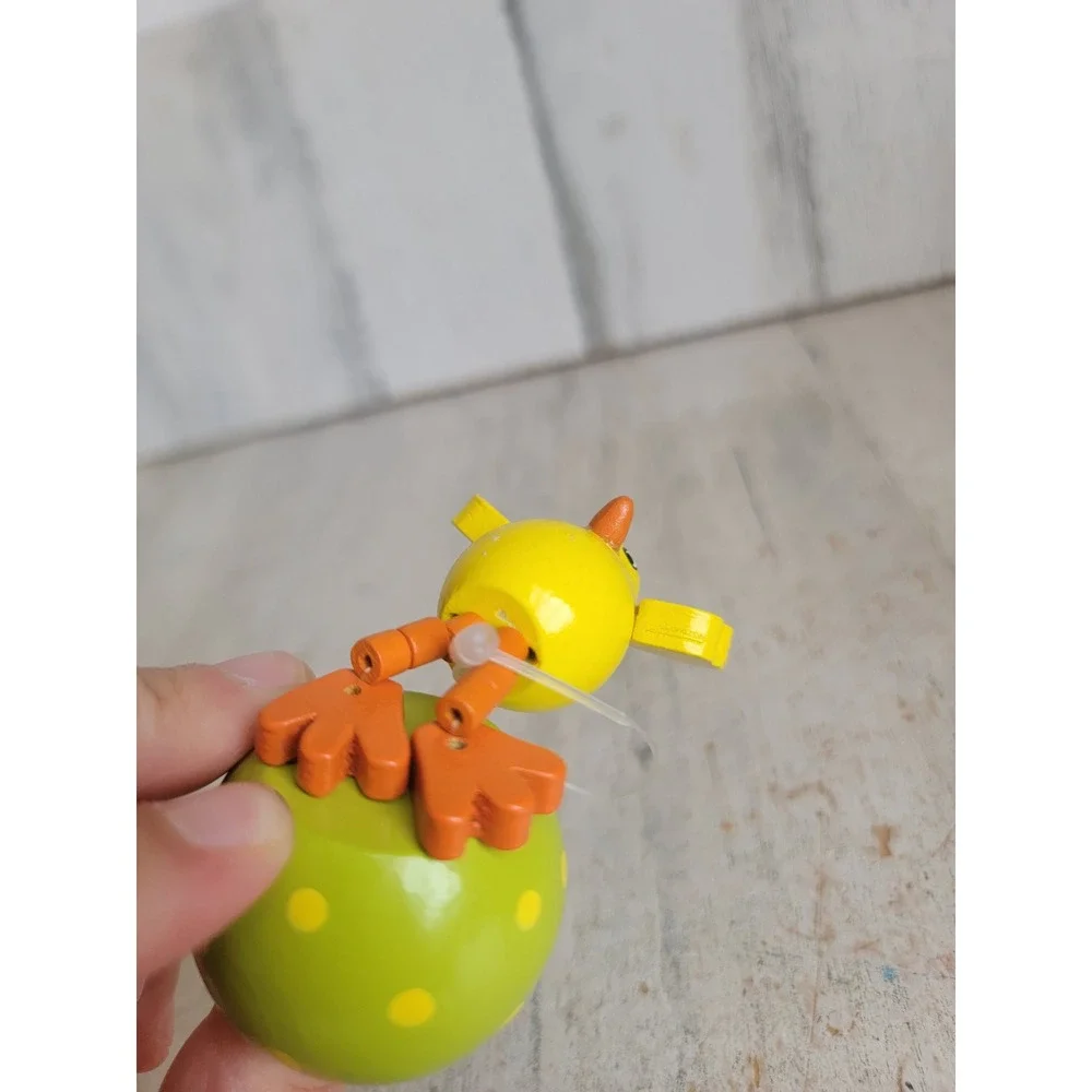 Easter vintage chick egg thumb push puppet toy wooden spring home decor